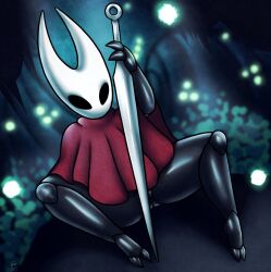 1girls 2_horns alternate_body_type alternate_breast_size arthropod artist_name big_ass big_breasts big_butt black_body black_skin breasts bubble_ass bubble_butt bug bug_girl drakkonborne female female_only hollow_knight hollow_knight:_silksong hornet_(hollow_knight) large_ass large_breasts large_butt silksong spread_legs weapon