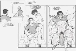 2boys 2males accidental_cumshot balls bathroom bathroom_stall black_and_white black_pubes black_pubic_hair blush blush_lines body_growth cheesecrumbles cum cumming cumshot darker_balls darker_penis english_text ghost ghost_boy green_eyes growing growing_out_of_clothes growth growth_sequence leaking leaking_precum male muscle_growth muscles muscular muscular_male outgrowing_clothes penis penis_growth penis_growth_(development) penis_growth_(enlargement) penis_out penis_out_of_pants phantom possessed possession precum precum_drip precum_dripping precum_through_clothes precum_through_clothing precum_through_pants pubes pubic_hair showing_muscles showing_off showing_off_muscles shredded_clothes sitting sitting_on_toilet splurt student teacher veiny veiny_penis