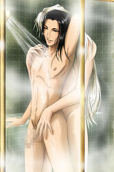 2005 2boys anal black_hair black_hair_bottom blonde_hair blonde_hair_on_black_hair blonde_hair_top censored chang_wufei domination dripping gay gundam light_hair_on_dark_hair long_hair male male/male male_only milliardo_peacecraft multiple_boys nipples nude penis ponderosa shower standing steam testicles water wet yaoi