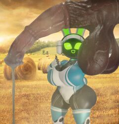 3d blender bunny_girl cum farm glowing_eyes horse_penis horsecock huge_ass huge_breasts mopflop musk robot robot_girl screen_face shortstack tempo_(project_turboblast) voluptuous voluptuous_female wide_hips