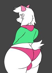 anthro ass big_butt bovid bulge bulge_from_behind caprine clothed clothing crossdressing deltarune femboy goat hi_res hornydragon2003 looking_back male male_only mammal panties pink_clothing pink_panties pink_underwear ralsei solo solo_male undertale_(series) underwear wide_hips