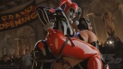 3d 3d_(artwork) 3d_render 3dcg 3dx dominant dominant_female domination female female_focus femdom gs3d harley_quinn harley_quinn_(classic) latex latex_armwear latex_clothing latex_gloves latex_legwear latex_stockings looking_at_viewer malesub pegging public public_humiliation public_use rubber rubber_armwear rubber_clothing rubber_gloves rubber_legwear rubber_stockings shiny_clothes strap-on strapon submissive submissive_male