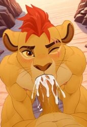 2boys abs ai_generated anthro anthro_male balls biceps big_balls big_penis blowjob blush brown_eyes cum cum_in_mouth cum_on_penis deepthroat ejaculation erection furry gay kion kion_(the_lion_guard) lion looking_at_viewer male male/male male_only muscular muscular_male nipples nude_male pecs penis penis_in_mouth red_hair safari scar_across_eye the_lion_guard the_lion_king toned_body toned_male twall97 wink winking