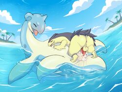 1boy 1girls 4:3 anthro anthro_on_feral anthrofied anus ass badger balls blue_fur blue_skin bodily_fluids chubby clouds cum cum_in_pussy cum_inside day duo eroborus feet female female_penetrated feral feral_on_feral feral_penetrated feral_penetrating feral_penetrating_feral fins from_front_position fur furry genital_fluids hi_res horn interspecies lapras larger_female larger_penetrated long_neck male male/female male_penetrating male_penetrating_female marine nintendo on_back penile_penetration penis pokemon pokemon_(species) pussy sea shell size_difference sky smaller_male smile tail testicles thick_thighs tongue typhlosion vaginal_penetration video_games water wet wide_hips yellow_fur yellow_skin