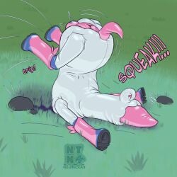 1:1 anus ass_up boots clothing drone faceless feral footwear grass hi_res latex latex_body male melpaca neatnick null_bulge outside pal_(species) palworld plant pocketpair quadruped shoes solo tripping white_latex