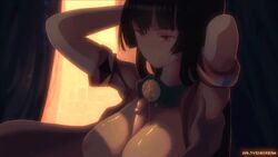 1boy 1girls animated armpits arms_behind_head arms_up black_hair blush breasts dainapp detached_sleeves female framerate_edit interpolated kantai_collection large_breasts long_hair nipples nude paizuri penis red_eyes saliva saliva_trail saltyicecream shorter_than_10_seconds shorter_than_30_seconds smile solo_focus straight uncensored video yamato_(kantai_collection)