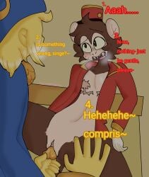 2boys anthro bad_anatomy blush breasts canelitabunny cuntboy dark_deception dark_deception:_chapter_1 dark_deception:_chapter_2 furry gay gold_body gold_watchers intersex male monkey murder_monkey nervous pussy scars scars_on_breast trans trans_man