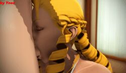 3d animated blonde_hair blowing closed_eyes deepthroat fellatio female karin_kanzuki oral satisfied street_fighter street_fighter_v ynoz