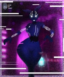 2025 2d 2d_(artwork) 2d_artwork artist_logo artist_name beanontoast big_breasts breasts bunny_ears bunny_girl female five_nights_at_freddy's five_nights_at_freddy's:_security_breach furry furry_female glowing_eyes mxes_(fnaf) no_legs purple_body security_breach:_ruin solo thick_thighs