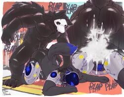 4_fingers 4_toes absurd_res anal anthro ass ass_up azure_(floobspace) balls balls_deep blue_body blue_eyes blue_fur blue_penis blue_tail_tip blue_tongue bodily_fluids carpet ceiling changed_(video_game) claws collar cum cum_drip cum_dripping_from_penis cum_in_goo cum_inside cum_on_balls cum_on_body cum_on_butt cum_on_leg cum_on_self dipstick_tail dominant dominant_anthro dominant_male dripping duo ejaculation enjoying excessive_cum excessive_genital_fluids feet fingers floor fur genital_fluids genitals glistening glistening_body goo_creature grey_balls grey_body grey_fur grey_latex grey_penis hands-free hi_res humanoid_genitalia humanoid_penis latex leaking_precum liquid_latex living_latex low-angle_view machine male male/male markings messy motion_lines muscular muscular_male otherpolanda penetration penis pinned pinned_to_ground plap precum protogen protogen_armor protogen_face protogen_visor puro_(changed) rough_sex sex shaking sticker stickers_on_body submissive submissive_anthro submissive_male tail tail_markings toes tongue wall_(structure) watermark