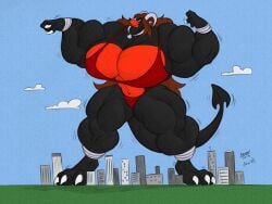 abs biceps breasts brown_hair cooner female hair horns houndoom long_hair muscles muscular muscular_arms muscular_female muscular_legs muscular_thighs pecs pokemon