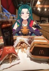 date dinner_date eating fire_emblem mcdonald's petrine_(fire_emblem)