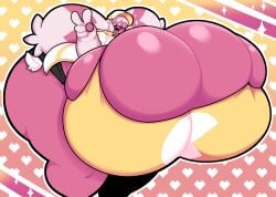 1girls abstract_background ass baseball_cap big_ass big_breasts big_thighs bra breasts dewbber female female female_focus female_only furry furry_only generation_9_pokemon huge_ass huge_breasts huge_thighs hyper hyper_ass hyper_breasts hyper_thighs jacket jean_shorts large_ass large_breasts large_thighs pac-man peace_sign pink_fur pink_skin pokémon_(species) pokemon pokemon_(species) shorts thick_thighs thighs tinkaton wide_hips yellow_bra