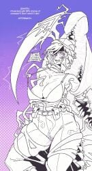 bitepilled blush bra english_text female limbus_company maw monster monster_on_female monster_rape outis_(limbus_company) project_moon purple_background pussy restrained restrained_by_tentacles sharp_teeth shirtless shirtless_female speech_bubble tendrils tentacle wayward_passenger wet_pussy yi_sang_(limbus_company)