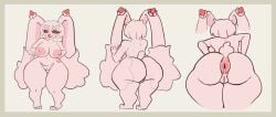 alcremie anthro anus ass big_breasts big_butt black_sclera breasts butt_focus eyelashes female food food_creature fruit generation_4_pokemon generation_8_pokemon genitals hangedc hi_res huge_butt hybrid lopunny nintendo nipples nude pink_body pink_nipples plant pokemon pokemon_(species) red_eyes short_stack solo strawberry tail thick_thighs vulva wide_hips