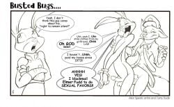 2020 alex_spastic anal anal_sex anthro balls bottomless buckteeth bugs_bunny canid canine clothed clothing crossover disney english_text female fox genitals gloves group handwear judy_hopps lagomorph leporid looney_tunes male male/male mammal musical_instrument necktie nick_wilde nude penetration penis police police_badge police_hat police_uniform rabbit recorder_(musical_instrument) sex speech_bubble teeth text tongue tongue_out traditional_media_(artwork) trio uniform warner_brothers wind_instrument woodwind_instrument zootopia