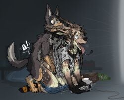 alarm_clock anthro antler_grab antlers australian_cattle_dog bed bed_sheet bedding big_shirt bite bite_mark_on_leg bite_mark_on_shoulder bite_mark_on_thigh biting_another biting_partner bodily_fluids breath canid canine canis cattledog chips_(food) claw_marks claws clock clothed clothing collar collar_only controller cryptid dog_tags domestic_dog drooling duo electronics feral food footwear from_behind_position furniture game_controller genital_fluids hair headgear headphones headset headset_microphone herding_dog horn humping knotting leaking_precum lock_symbol long_hair male male/male mammal microsoft mounting nude panting partially_clothed pastoral_dog pillow precum ricthecusco rolled_up_shirt saliva scratches screen_glow sex shirt skinny_anthro small_top_big_bottom socks soda_bottle teeth tongue tongue_out topwear torn_clothing torn_shirt torn_topwear underwear underwear_down waist_grab xbox xbox_360 xbox_360_controller xbox_controller xbox_game_studios zoophilia