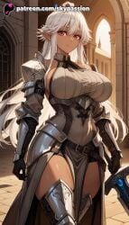 1girls 2025 ai_assisted ai_generated anime armor artist_name big_breasts big_breasts big_breasts big_chest breast breasts breasts breasts brick_wall bust busty chest dark-skinned_female dark_elf dark_skin elf explicit female hi_res high_quality high_resolution highres indoors large_breasts long_hair looking_at_viewer patreon patreon_username pelvic_curtain pointy_ears reanette_elfelt red_eyes shinmai_ossan_bokensha skypassion solo stable_diffusion standing sword thighhighs watermark weapon white_hair
