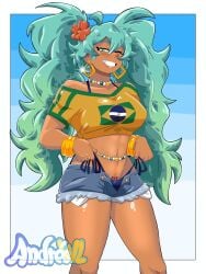1girls andrewsl ass big_ass big_breasts big_thighs brazil brazilian brazilian_female brazilian_miku breasts cyan_eyes cyan_hair female female_only hatsune_miku huge_ass huge_breasts huge_thighs latin_american_hatsune_miku_(meme) lifted_shirt lifting_shirt long_hair looking_at_viewer shirt shorts solo tagme tan tan_body thick_hips thick_thighs thighs thong twintails vocaloid