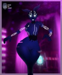 2025 2d 2d_(artwork) 2d_artwork artist_logo artist_name beanontoast big_breasts breasts bunny_ears bunny_girl female five_nights_at_freddy's five_nights_at_freddy's:_security_breach furry furry_female glowing_eyes mxes_(fnaf) no_legs purple_body security_breach:_ruin solo thick_thighs
