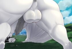 absurd_res anus ass balls bodily_fluids conditional_dnp dragon european_mythology feral frill_(anatomy) genital_fluids genitals grey_penis hi_res knot male membrane_(anatomy) membranous_wings mythological_creature mythological_scalie mythology penis precum scalie smile solo taiji_(taiji_wyvern) tongue tongue_out western_dragon white_body wings wyvern zenrii