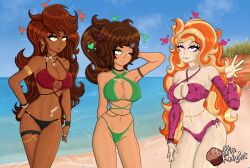 3girls abs after_sex april_cloverleigh_(muffin_knight) auburn_hair beach belly_chain bikini black_bikini black_lipstick blonde_hair breasts brown cum cum_drip cum_on_ass cum_on_body cum_on_breasts cum_on_face cum_on_thighs dark_skinned_female detached_sleeves eyes_rolling_back female freckles freckles_all_over freckles_on_ass freckles_on_breasts freckles_on_face freckles_on_shoulders freckles_on_thighs fucked_into_submission fucked_silly ginger_hair green_bikini green_eyes hair hoop_earrings jewelry large_ass large_breasts lip_piercing lipstick mind_break mole mole_on_breast mole_on_stomach mole_on_thigh mole_under_eye muffin_knight muffin_knight_(artist) navel_piercing pink_bikini ponytail posing purple_eyes red_bikini roxanne_rook_(muffin_knight) side_tie_bikini_bottom side_tie_panties sky spaghetti_strap strawberry_blonde_hair streaked_hair submission sunny swimwear tan_skin tattoo tattoo_on_cheek thick_thighs thigh_strap thin thin_female thin_waist yellow_eyes