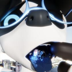 3d_(artwork) alaska_(bloomthefox) anthro blender_(artwork) blender_cycles bloomthefurry bodily_fluids car city city_background cityscape deer digital_media_(artwork) extreme_size_difference fingers glowing glowing_eyes hi_res hooved_fingers hooves looking_at_viewer macro macro_anthro magic_user male mammal mawplay mouth_shot open_mouth police police_car police_vehicle saliva saliva_on_tongue showing_teeth size_difference tongue_showing vehicle vore