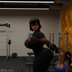 2girls ass ass big_ass big_breasts big_breasts big_butt bigger_female black_hair black_hair_female blonde_female blonde_hair blonde_hair blonde_hair_female bounty_hunter breasts breasts crossover dej_arts exercise_clothing giantess goth goth_girl hotel_transylvania large_ass large_boobs large_breasts large_butt larger_female mavis_dracula metroid samus_aran shorter_female smaller_female