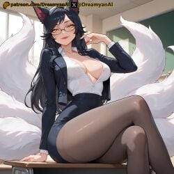 1girls 2025 4k ahri ahri_(league_of_legends) ai ai_assisted ai_generated animal_ears anime anime_style artist_name big_breasts black_hair breasts crossed_legs dreamyan_ai female glasses hi_res high_quality high_resolution highres league_of_legends long_ears long_hair long_tail medium_breasts pantyhose patreon school seductive seductive_eyes seductive_look seductive_pose seductive_smile sitting smile smiling tail teacher thick_ass thick_thighs thighs uncensored white_body white_fur white_skin