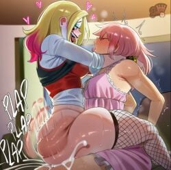 ai_generated dc_comics futa_on_female harley_quinn light-skinned_female light-skinned_futanari lovelyzen madoka_kaname mahou_shoujo_madoka_magica