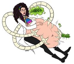 1:1 1girls 2020 2d ambiguous_prey artist_name belch black_boots black_hair black_pants bloated_belly boots burp burping clothed clothes clothing color colored commission digital_media_(artwork) doctor english_text female female_only full_body fully_clothed glasses grabbing_belly hair_band hand_on_arm hand_on_belly handsome_bites hi_res highres large_belly light-skinned_female light_skin long_hair long_sleeves marvel mechanical_arm olivia_octavius one_eye_closed onomatopoeia open_mouth pants same_size_vore scarf shirt sitting sony_pictures_animation speech_bubble spider-man_(series) spiderverse squeezing_belly text villainess vore vore_belly white_background