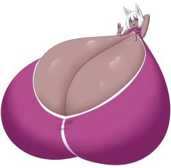 jcdr 1girls breasts breast_focus bust_portrait breasts_bigger_than_head breasts_bigger_than_torso breasts_bigger_than_body cleavage cleavage_overflow hyper hyper_breasts massive_breasts tagme female female_only white_hair short_hair purple_eyes animal_ears dark_skin dark_skinned_female hoodie