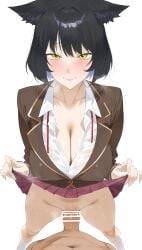 1boy absurdres animal_ear_fluff animal_ears bar_censor black_hair blake_belladonna blazer blush breasts brown_jacket buttons byeon_dha cat_ears cat_girl censored cleavage cleft_of_venus clitoris closed_mouth clothed_female_nude_male clothed_sex clothes_lift collarbone collared_shirt commission covered_nipples erection feet_out_of_frame female fingernails from_above gold_trim groin highres jacket kneehighs lapels large_breasts legs_apart lifting_own_clothes long_fingernails looking_at_viewer male navel neck_ribbon notched_lapels nude partially_unbuttoned penis perspective pleated_skirt pov pov_crotch purple_skirt pussy pussy_juice raised_eyebrows red_ribbon ribbon rwby school_uniform see-through_clothes see-through_shirt sex shirt short_hair simple_background skirt skirt_hold skirt_lift smile socks solo_focus standing standing_missionary standing_sex straight unbuttoned unbuttoned_shirt undone_neck_ribbon vaginal_penetration veins veiny_penis vgen_commission wet wet_clothes wet_shirt white_background white_shirt white_socks wing_collar wispy_bangs yellow_eyes