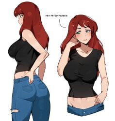 1girls ass avengers big_ass big_breasts big_butt big_thighs black_panties bobtheneet bra breasts breasts_squeezed_together dark_skin dr_octojuice female light-skinned_female light_skin marvel marvel_comics mary_jane_watson milf milk red_hair sexy_ass sexy_body sexy_clothing sexy_pose spider-man_(series)
