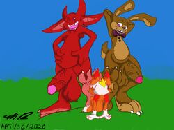 4:3 anthro balls big_balls cloudshywolf eye_contact five_nights_at_freddy's five_nights_at_freddy's:_help_wanted foot_fetish foot_focus foot_lick foot_play genitals glitchtrap group huge_balls humanoid hybrid imp lagomorph leporid licking looking_at_another looking_down male male/male mammal pawpads rabbit simple_background tongue tongue_out video_games