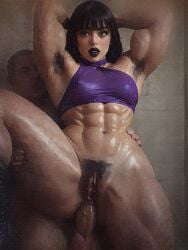 1boy 1boy1girl 1girls ai_generated ambiguous_race anal anal_penetration anal_sex asian_female ass black_eyes black_hair boots buzz_cut hairy_armpits hairy_female hairy_legs hairy_vagina halter_top hetero hetero_sex heterosexual leather leather_boots light-skinned_female light-skinned_male lipstick long_hair male_on_female muscular muscular_female noirette oc oiled oiled_body oiled_skin original_character penis pubic_hair purple_lipstick sex_from_behind short_hair small_breasts straight straight_hair straight_sex testicles vagina