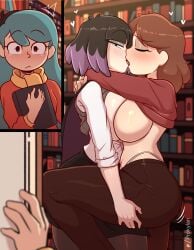 3girls before_sex blush caught caught_in_the_act heart hilda_(hilda) hilda_(series) johanna_(hilda) kaisa_(hilda) kissing sideboob yuri
