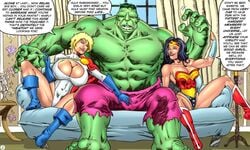 1boy 2girls amazon amazonian areolae ass avengers bed big_ass big_breasts big_butt big_nipples big_penis blonde_hair blue_eyes boots breasts breasts_bigger_than_head busty cleavage cleavage_cutout color colored comic crossover curvy dark_hair dc dc_comics dialogue diana_prince english english_text eric_logan_iii female ffm ffm_threesome footwear gigantic_ass gigantic_breasts gloves green-skinned_male green_skin groping_crotch hips hourglass_figure huge_ass huge_breasts huge_butt huge_nipples hulk hulk_(series) human humanoid justice_league kara_zor-l karen_starr kryptonian large_ass large_breasts large_nipples large_penis leotard light-skinned_female light_skin lipstick long_hair makeup male marvel marvel_comics multiple_females multiple_girls nail_polish nails nipples pink_lips pink_lipstick power_girl princess pubes pubic_hair pussy red_lips red_lipstick short_hair sitting_on_couch speech_bubble straight superhero superheroine superheroinecomixxx superman_(series) text the_big_one_(comic) thick thick_ass thick_thighs threesome tiara uncensored vagina veiny_penis voluptuous wide_hips wonder_woman wonder_woman_(series)