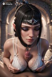 1boy 1boy1girl 1girls ai_generated artist_name baldur's_gate baldur's_gate_3 black_hair blurry blurry_background bra braid breasts breasts_squeezed_together chains choker circlet closed_eyes cum cum_on_body cum_on_breasts dungeons_and_dragons elf erection eyeshadow facial female hair_ornament hi_res large_breasts larian_studios long_hair makeup male paizuri paizuri_under_clothes patreon_username penis pointy_ears pov r34arts scar scar_on_face shadowheart solo_focus straight twitter_logo uncensored underwear white_bra