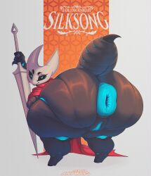 1girls 2_horns anus artist_name big_ass big_butt black_body black_skin blue_anus bubble_ass bubble_butt bug bug_girl female frayanyways hollow_knight hornet_(hollow_knight) large_ass large_butt silksong