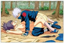 1boy 1girls ai_generated ai_mangaka back_muscles big_breasts breasts brown_eyes clothes_on_floor clothes_removed completely_nude faceless_male female forest from_above from_side gloves hatake_kakashi high_resolution implied_penetration kunai long_hair lying_on_back lying_on_person lying_on_stomach male male/female manga_style mask masked_male missionary missionary_position mitarashi_anko muscles muscular muscular_male naked_with_shoes_on naruto naruto_(series) naruto_shippuden nature nipples nude outdoors pants pants_down pinned_down ponytail sandals sex shirt shoulder_length_hair side_view silver_hair spiky_hair straight tied_hair trenchcoat uncensored upper_body voluptuous