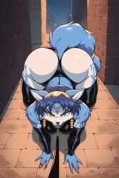 ai_generated alley alleyway angry anthro female furry krystal krystal_(star_fox) leash pov rapethewomb_(artist) star_fox