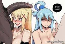 2boys 2girls ai_generated aqua_(konosuba) balls bbc_slave big_balls big_black_cock big_breasts big_cock big_penis big_penis_adoration bra breasts cock cock_comparison cock_hungry cock_worship dark-skinned_male dark_skin dark_skinned_male darkness_(konosuba) disgusted english english_text enormous_cock erection excited excited_female excited_for_sex female ferise huge_balls huge_cock huge_testicles imminent_fellatio imminent_sex interracial kono_subarashii_sekai_ni_shukufuku_wo! konosuba large_breasts light-skinned_female light-skinned_male light_skin male multiple_boys penis penis_comparison penis_over_eyes penis_over_face penis_size_difference pissed_off ready_to_fuck shaded_face slave small_penis small_penis_humiliation smell smelly smelly_cock speech speech_bubble sweat sweaty tagme testicles text