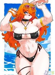 andrewsl animal_ears animal_tail big_ass big_breasts big_butt big_thighs big_titties bikini breasts bunny_ears bunny_girl clothing curvaceous curvaceous_female curvaceous_figure curvy curvy_figure curvy_hips female female_focus female_only furry furry_only long_hair orange_hair original original_character white_fur