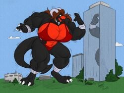 abs biceps breasts brown_hair cooner female hair horns houndoom long_hair muscles muscular muscular_arms muscular_female muscular_legs muscular_thighs pecs pokemon