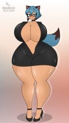 2024 anthro big_ass big_breasts bimbo blush blush brand_new_animal dropedartist female female_focus female_only furry furry_female furry_only high_heels large_ass looking_at_viewer michiru_kagemori racoon racoon_girl self_upload smile smiling standing tail thick thick_legs thick_thighs