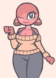 anthro anthro_only aplovestudio armadillo bald bald_female big_breasts big_hips big_thighs candles_(avatar) cat_mouth cleavage clothed clothing female female_only freckles heart_eyes heart_symbol lavender_coffee red_skin tagme wink winking_at_viewer