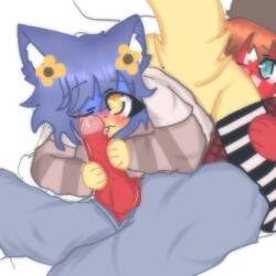 2boys canada_(countryhumans) cat_ears cat_tail countryhumans cute femboy gay_sex licking_penis neko ukiemeow ukraine_(countryhumans)