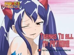 1girls blue_hair cum cum_on_face cum_on_hair desto fairy_tail female female_only nude petite wendy_marvell