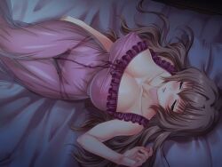 alice_soft asatsuyu_sayoko babydoll bed_sheet female game_cg kuroda_akimi lying mole see-through sleeping tsumamigui_(series) tsumamigui_3